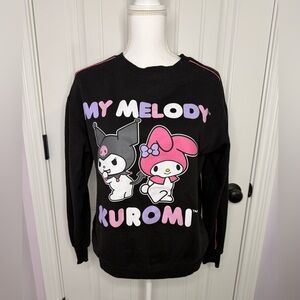 EUC Sanrio Kuromi and My Melody Black Crewneck Sweatshirt